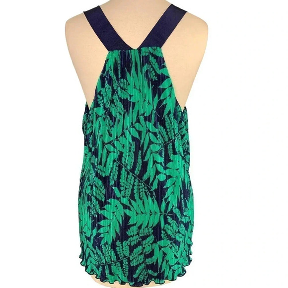 Banana Republic Pleated Racer Back Tank Tops Women Size XL Tropical Green Blue - Picture 2 of 15
